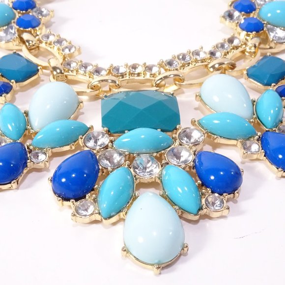 Nordstrom Lee by Lee Angel Turq and Gold Cabochon Statement Necklace NWT 115 - Picture 7 of 11